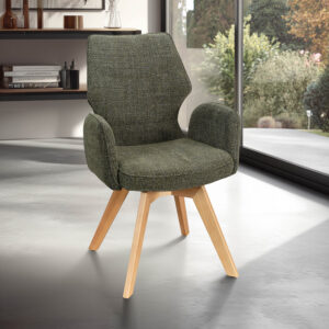 Chaise à accoudoirs Juliette pied en bois option pivotante (Girardeau)